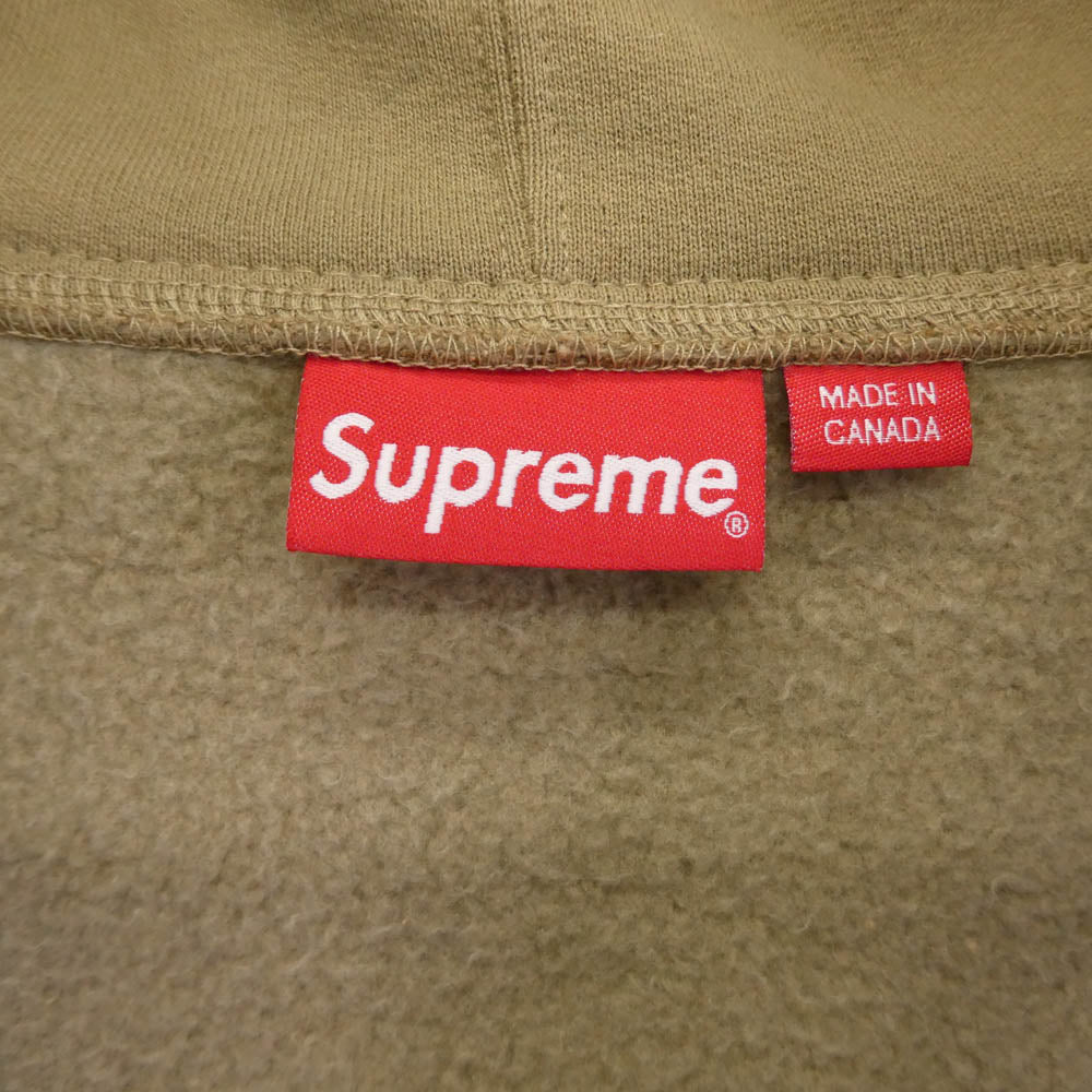 Supreme シュプリーム Small Box Zip Hooded Sweatshirt スモールボックス ロゴ ジップアップ パーカー ライトブラウン系 L【美品】【中古】