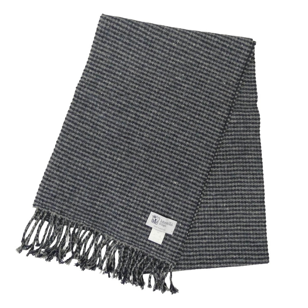 ジョンストンズオブエルガン スコットランド製 カシミヤ混 マフラー グレー系 ネイビー系 表記なし【中古】