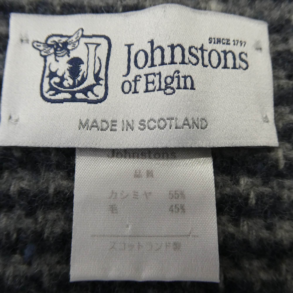 ジョンストンズオブエルガン スコットランド製 カシミヤ混 マフラー グレー系 ネイビー系 表記なし【中古】