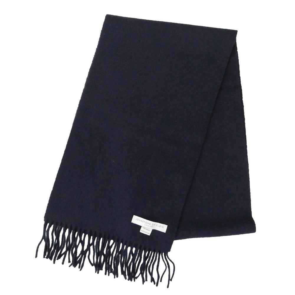 ジョンストンズオブエルガン スコットランド製 カシミヤ100％ マフラー ネイビー ネイビー系 表記なし【中古】