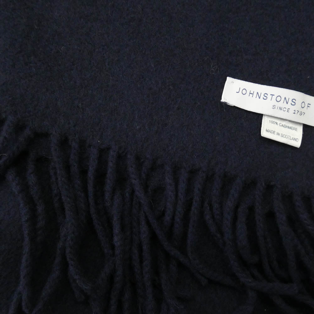 ジョンストンズオブエルガン スコットランド製 カシミヤ100％ マフラー ネイビー ネイビー系 表記なし【中古】