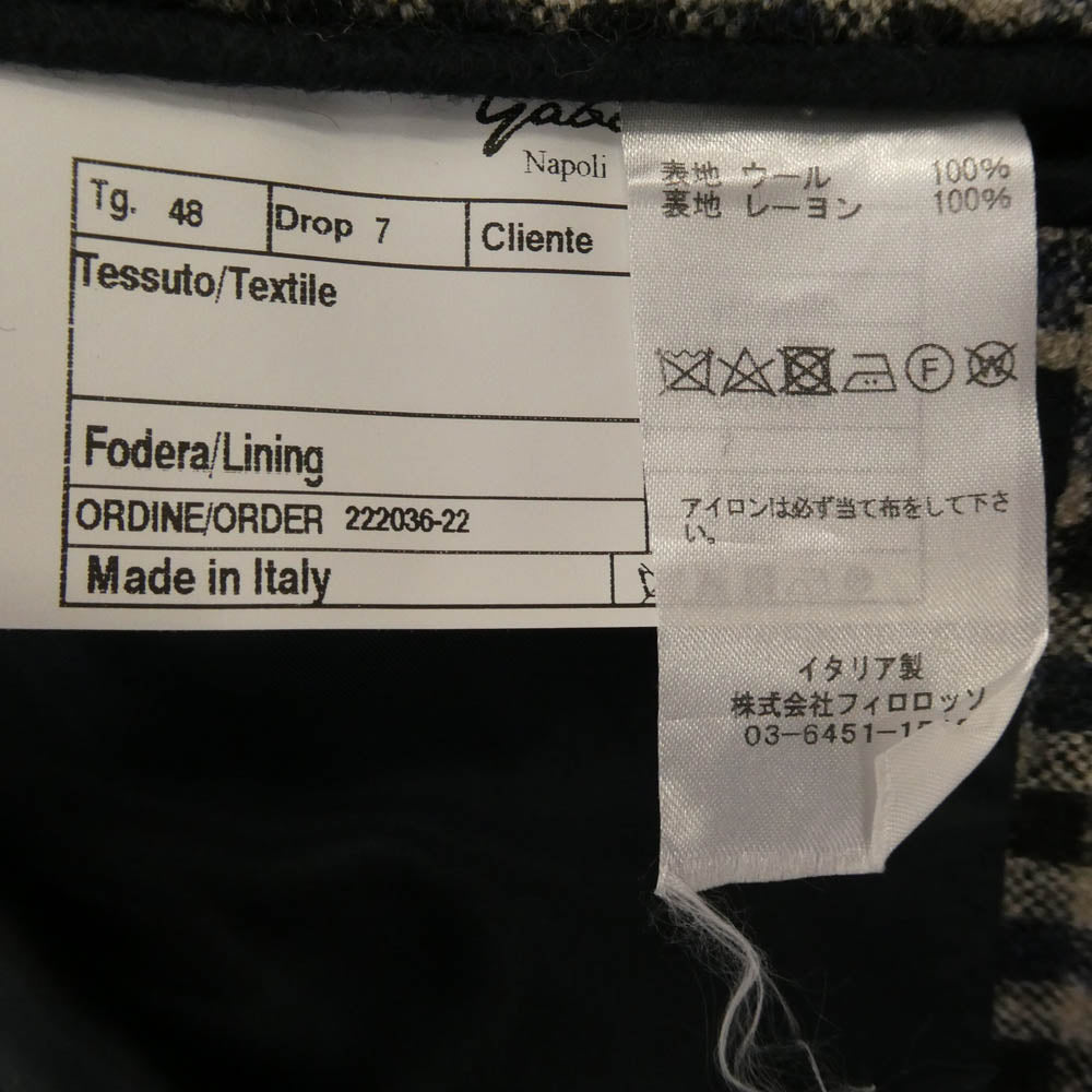 ジアーボ チェック 本切羽 サイドベンツ 段返り2B テーラード ジャケット ブラック系 ブルー系 48【中古】
