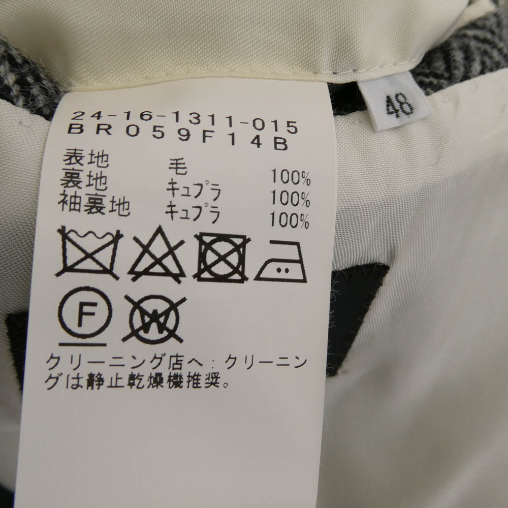 ブリッラペルイルグスト ヘリンボーンウール サイドベンツ 段返り2B テーラード ジャケット グレー系 48【中古】