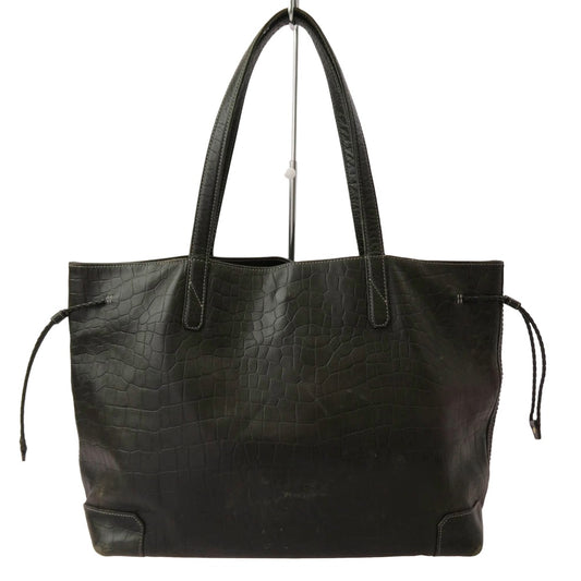 aniary アニアリ クロコ型押し レザー トート バッグ ブラック系【中古】
