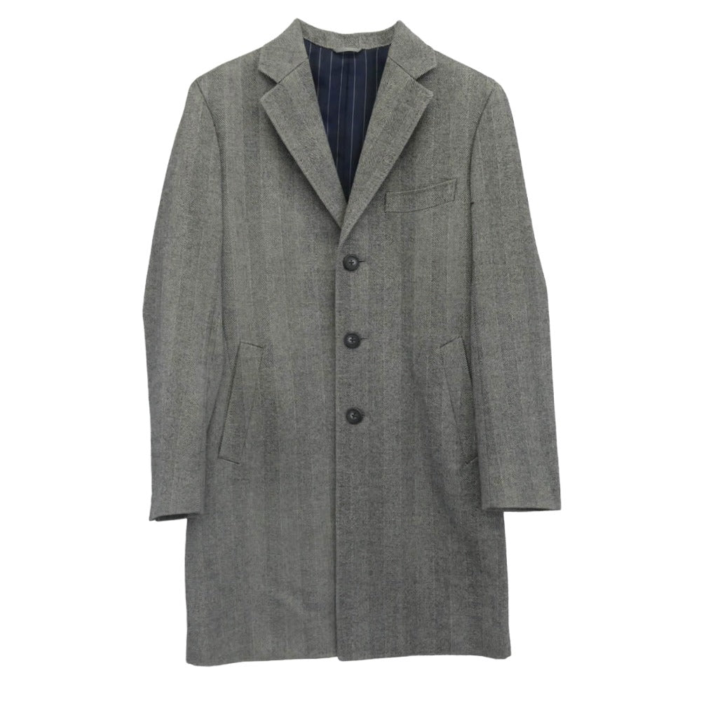 麻布テーラー Loro Piana ロロ・ピアーナ ヘリンボーン チェスター コート ブラック系 ホワイト系 046 A【中古】