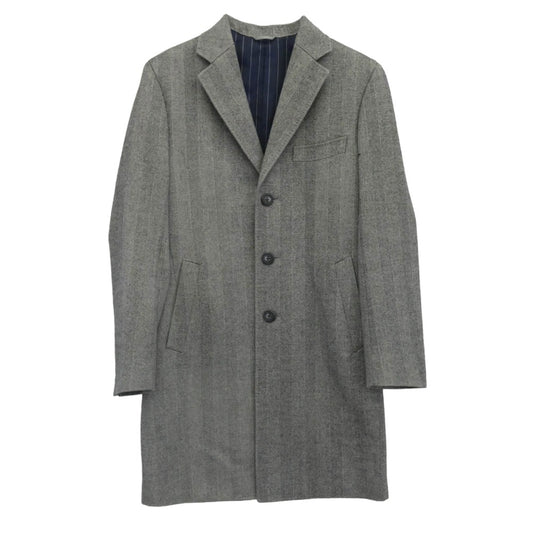 麻布テーラー Loro Piana ロロ・ピアーナ ヘリンボーン チェスター コート ブラック系 ホワイト系 046 A【中古】