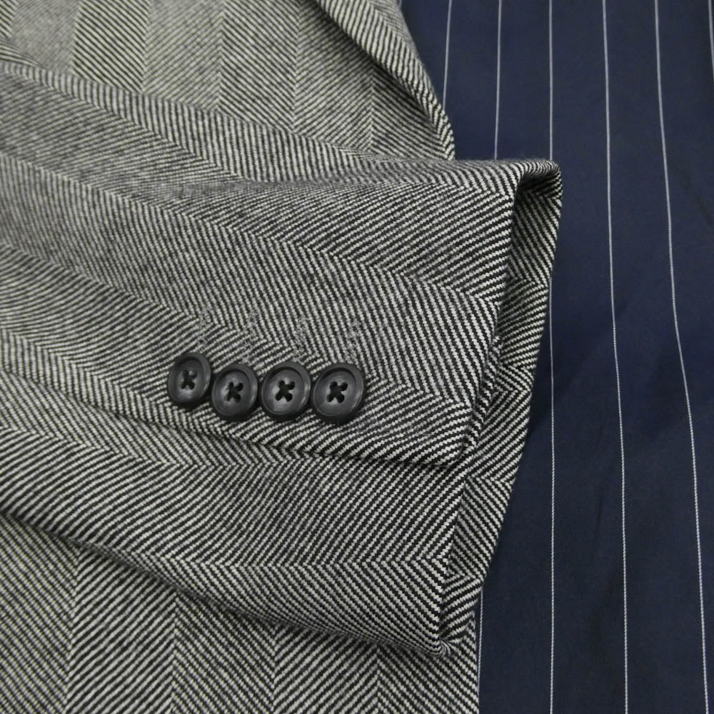 麻布テーラー Loro Piana ロロ・ピアーナ ヘリンボーン チェスター コート ブラック系 ホワイト系 046 A【中古】