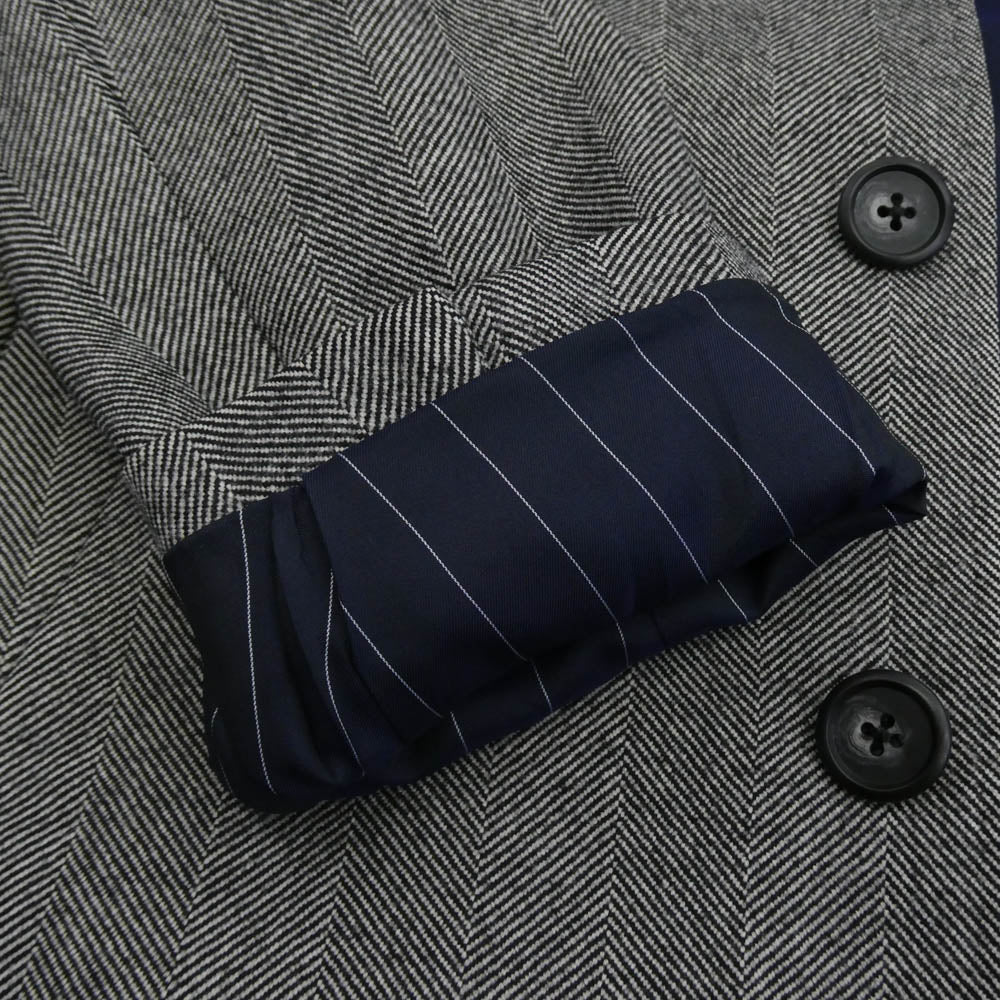 麻布テーラー Loro Piana ロロ・ピアーナ ヘリンボーン チェスター コート ブラック系 ホワイト系 046 A【中古】