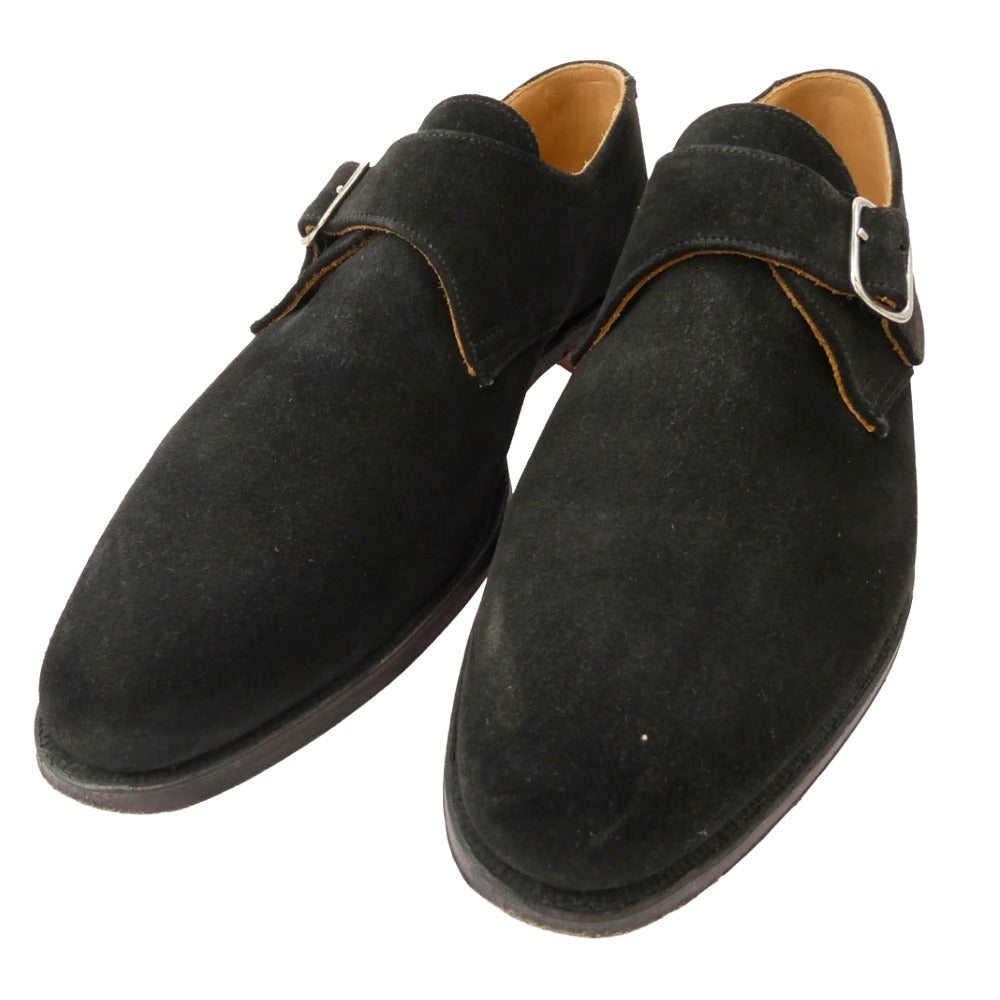 CROCKETT&JONES クロケットアンドジョーンズ Malvern マルバーン スエード シングルモンク ストラップ シューズ ブラック系 UK6.5E【中古】