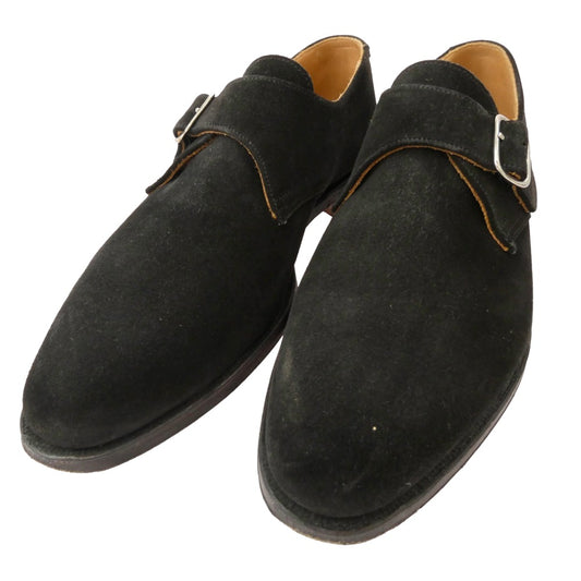 CROCKETT&JONES クロケットアンドジョーンズ Malvern マルバーン スエード シングルモンク ストラップ シューズ ブラック系 UK6.5E【中古】