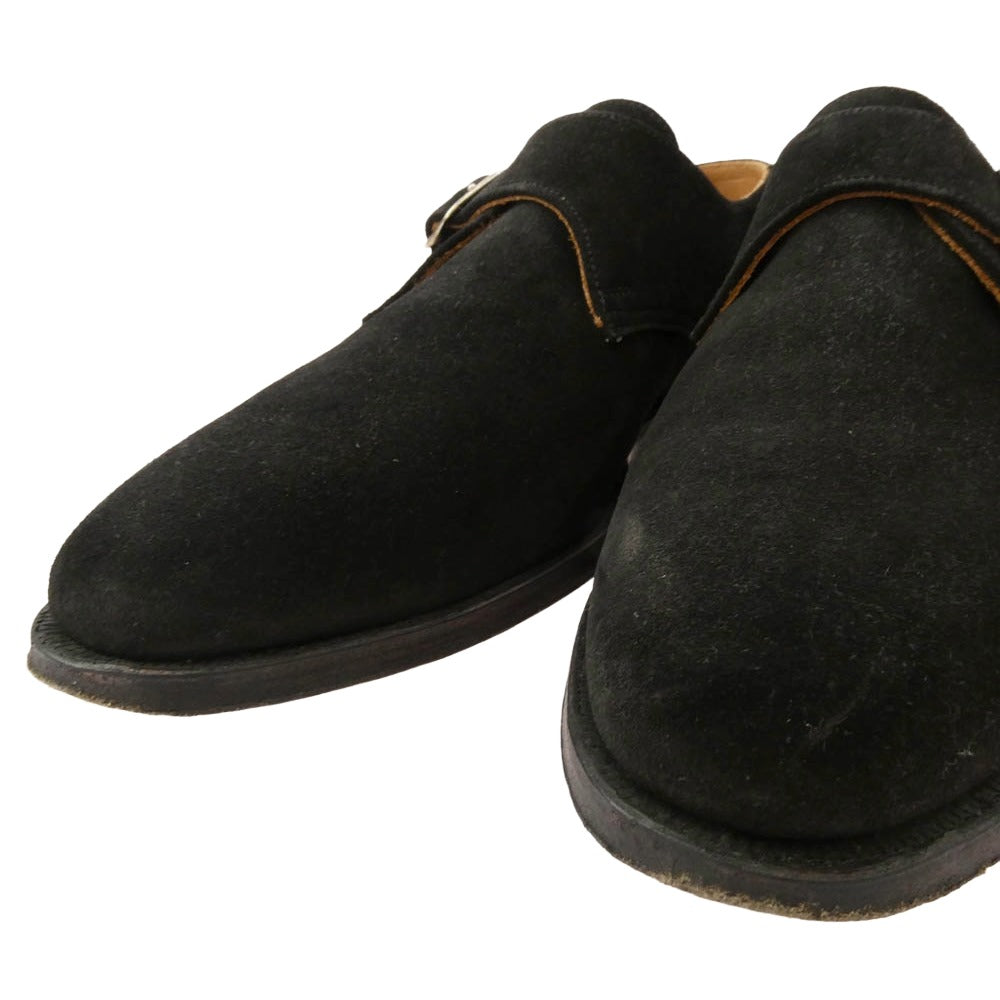 CROCKETT&JONES クロケットアンドジョーンズ Malvern マルバーン スエード シングルモンク ストラップ シューズ ブラック系 UK6.5E【中古】