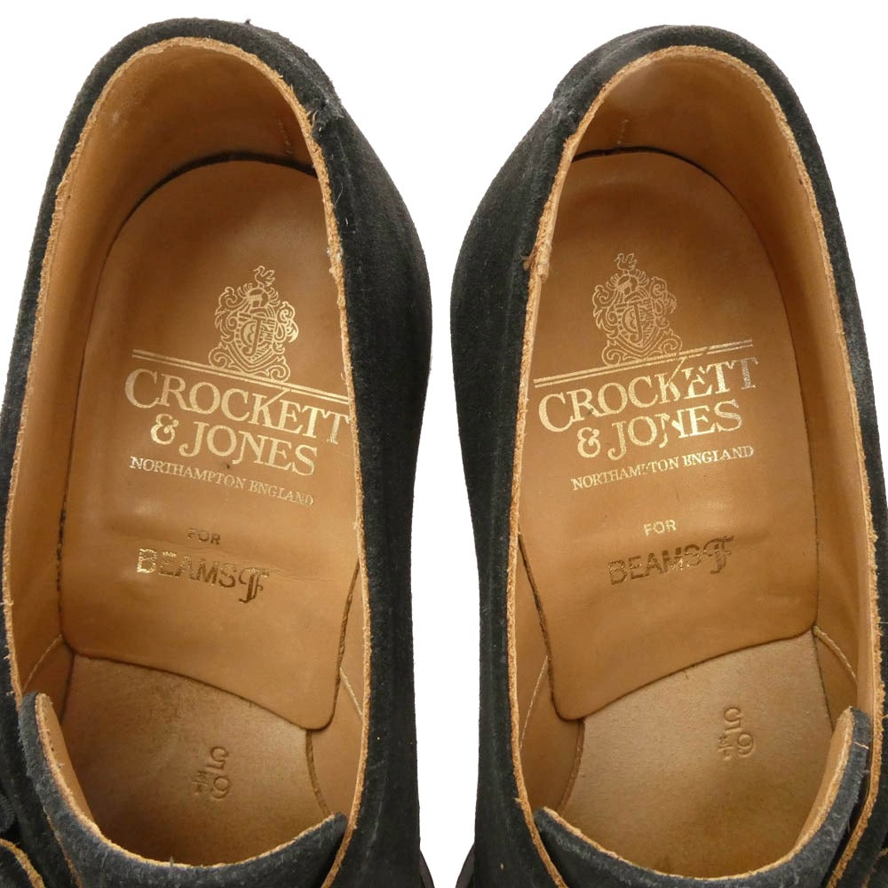 CROCKETT&JONES クロケットアンドジョーンズ Malvern マルバーン スエード シングルモンク ストラップ シューズ ブラック系 UK6.5E【中古】