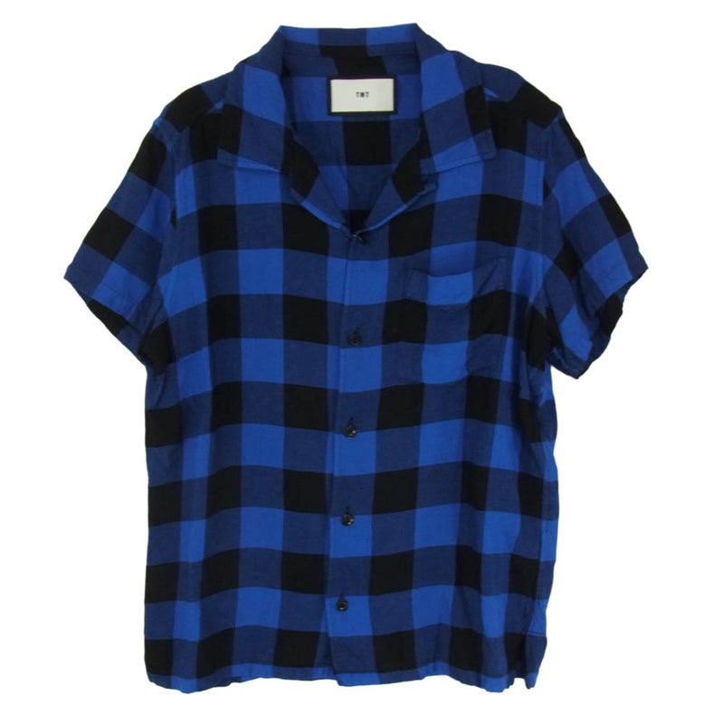 TMT ティーエムティー TSH-S1907 チェック 半袖 シャツ ブルー系 S【中古】