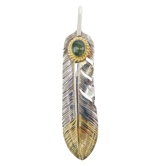 TARO WASHIMI ワシミタロウ 鷲見太郎 L OLD FETHER K18 TOP MOSS AGATE K18 CUP 先金フェザー 金縄モスアゲート シルバー系 ゴールド系【中古】