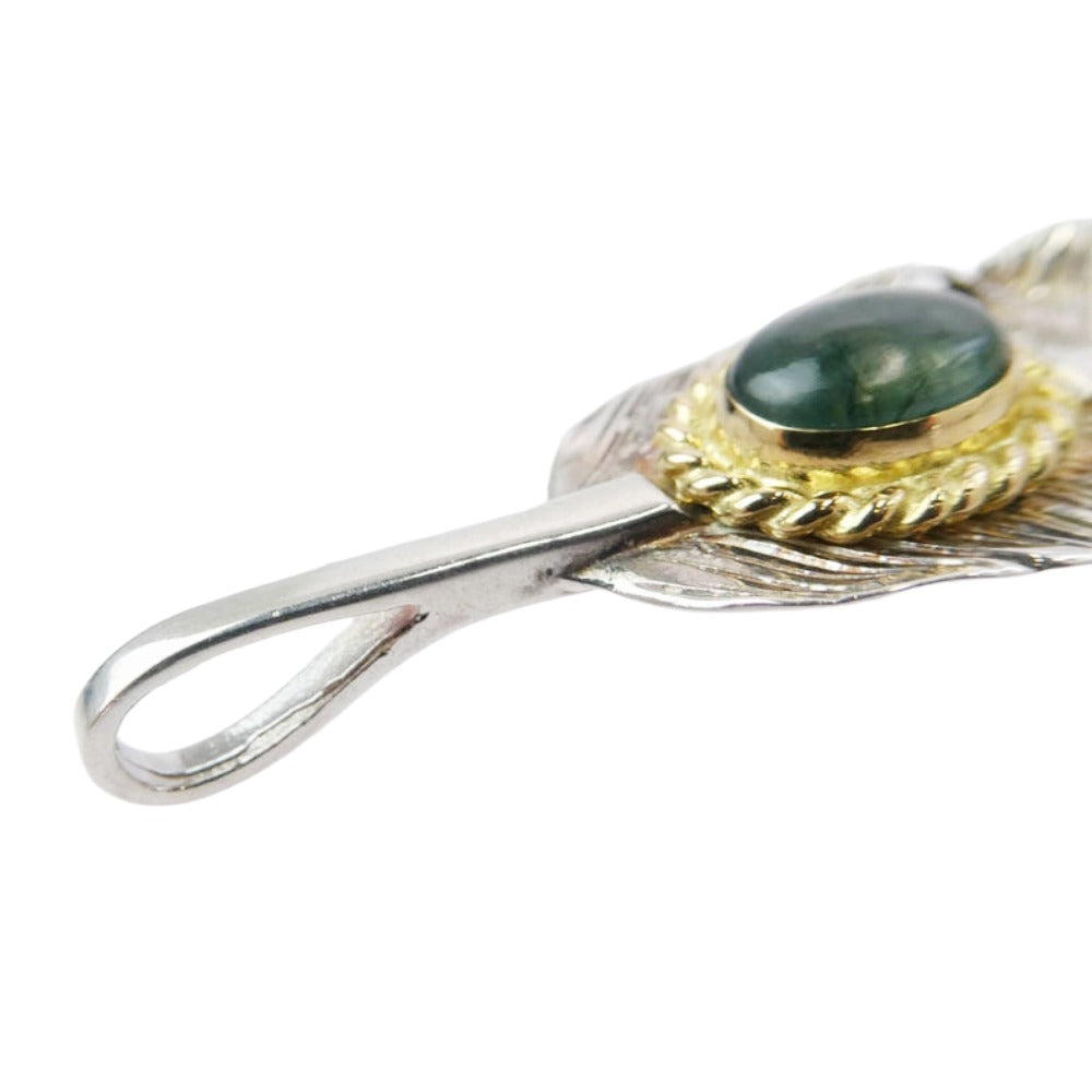 TARO WASHIMI ワシミタロウ 鷲見太郎 L OLD FETHER K18 TOP MOSS AGATE K18 CUP 先金フェザー 金縄モスアゲート シルバー系 ゴールド系【中古】