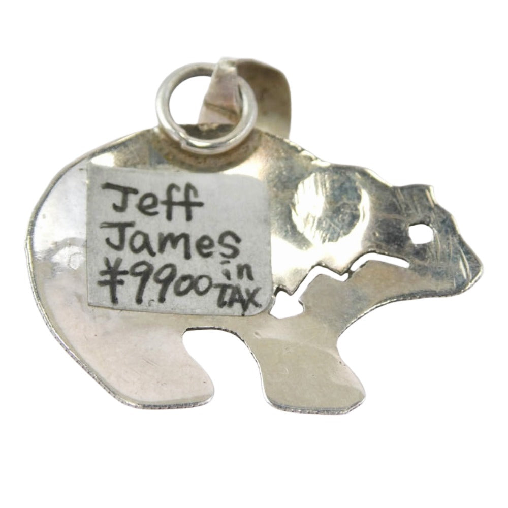 ナバホ JJJ刻印 Jeff James Jr ベアー ターコイズ ペンダント トップ シルバー系【極上美品】【中古】
