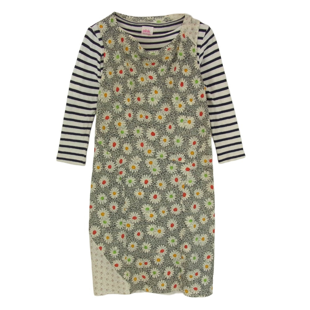 COMME des GARCONS コムデギャルソン UL-O001 JUNYA WATANABE MAN PINK ジュンヤ ワタナベ マンピンク ボーダートップス 花柄 レイヤード ワンピース ネイビー系 M【中古】