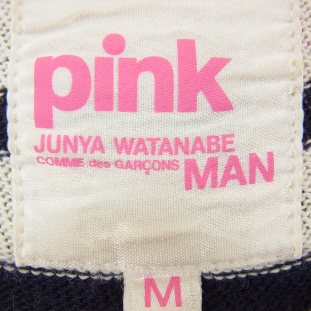 COMME des GARCONS コムデギャルソン UL-O001 JUNYA WATANABE MAN PINK ジュンヤ ワタナベ マンピンク ボーダートップス 花柄 レイヤード ワンピース ネイビー系 M【中古】
