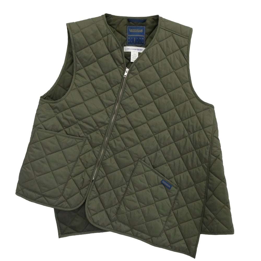 COMME des GARCONS コムデギャルソン FN-V521 SHIRT×LAVENHAM ラベンハム ねじれ キルティングベスト モスグリーン系 M【中古】