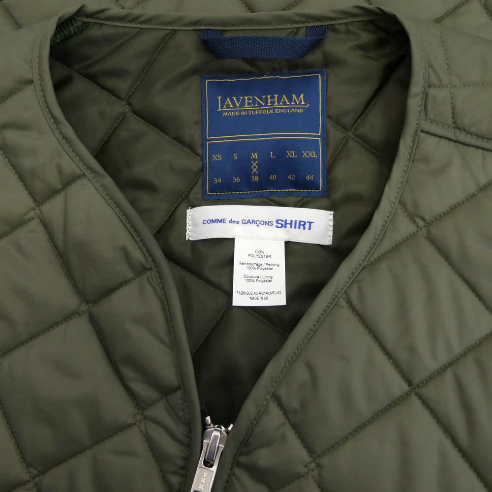 COMME des GARCONS コムデギャルソン FN-V521 SHIRT×LAVENHAM ラベンハム ねじれ キルティングベスト モスグリーン系 M【中古】