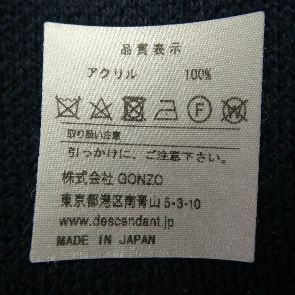 DESCENDANT ディセンダント 24AW 242MADS-AC04 FLUKE UP SCARF フルーク アップ スカーフ ニットマフラー ダークネイビー系 グリーン系【極上美品】【中古】