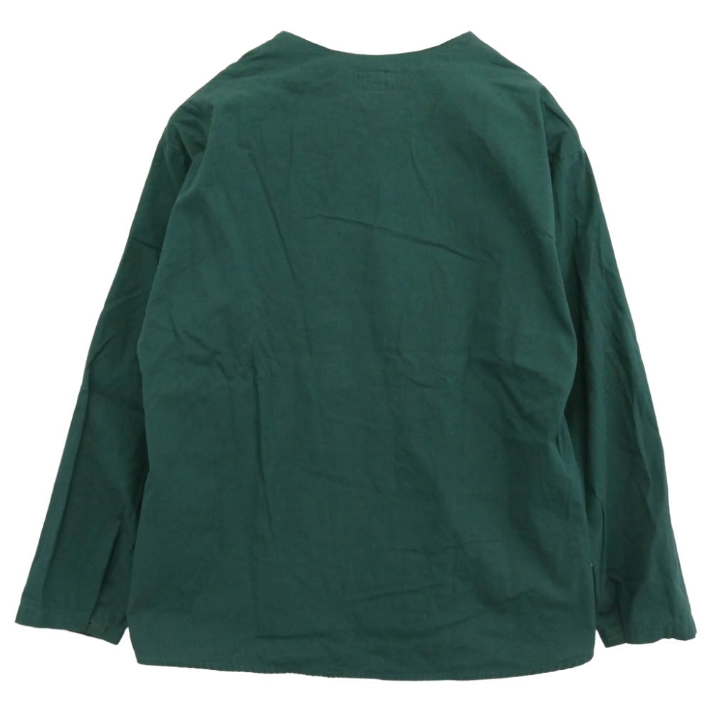 DESCENDANT ディセンダント 24SS 241WVDS-SHM03 CCN COTTON CARDIGAN CACHALOT 刺繍 カシャロ コットン シャツ カーディガン グリーン系 3【中古】