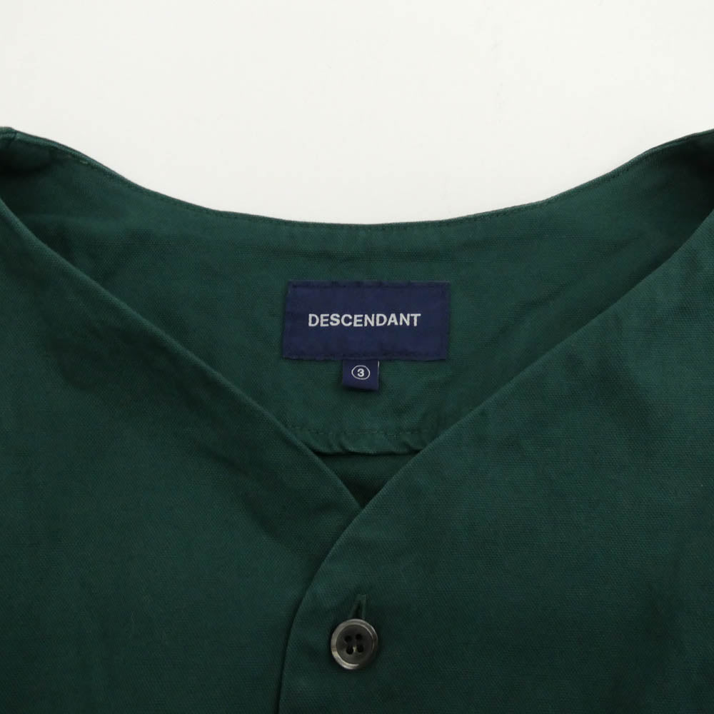 DESCENDANT ディセンダント 24SS 241WVDS-SHM03 CCN COTTON CARDIGAN CACHALOT 刺繍 カシャロ コットン シャツ カーディガン グリーン系 3【中古】
