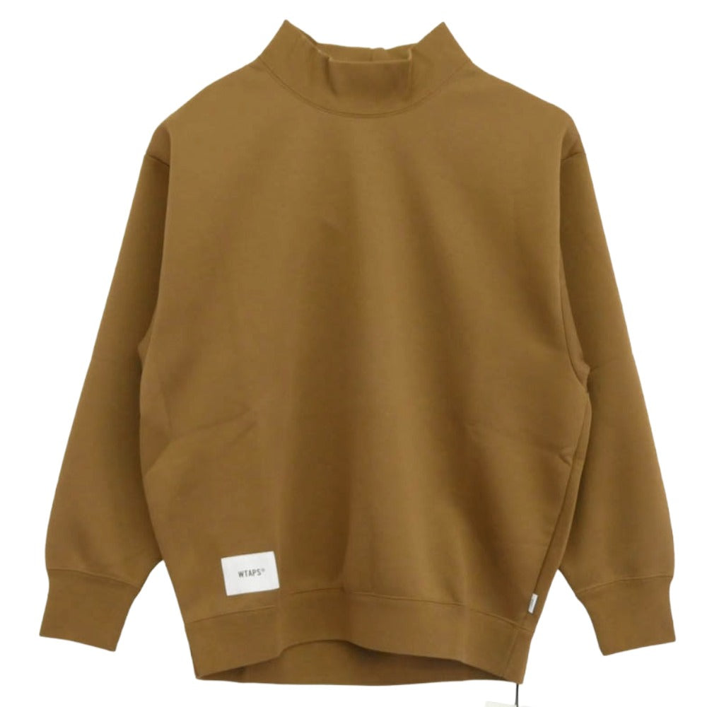 WTAPS ダブルタップス 232ATDT-CSM23 MOCK NECK SWEATER POLY．FORTLESS ロゴ刺繍 モックネック スウェット ブラウン系 X 03【新古品】【未使用】【中古】
