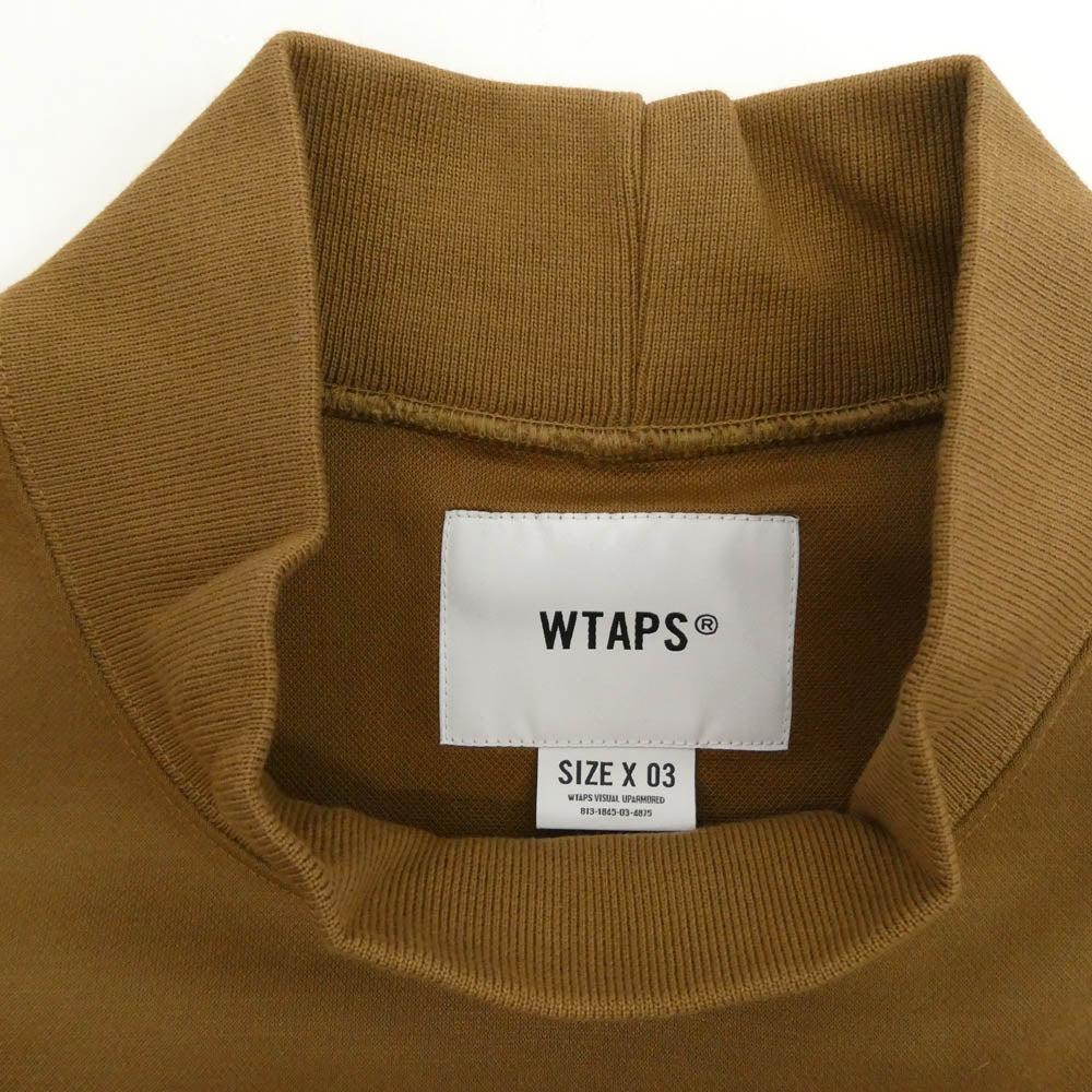 WTAPS ダブルタップス 232ATDT-CSM23 MOCK NECK SWEATER POLY．FORTLESS ロゴ刺繍 モックネック スウェット ブラウン系 X 03【新古品】【未使用】【中古】