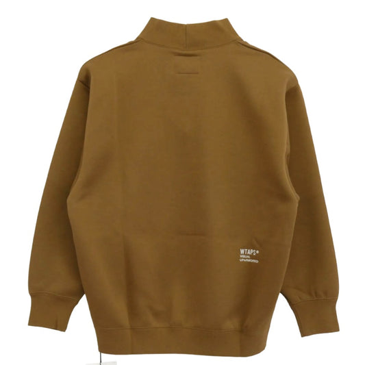 WTAPS ダブルタップス 232ATDT-CSM23 MOCK NECK SWEATER POLY．FORTLESS ロゴ刺繍 モックネック スウェット ブラウン系 X 03【新古品】【未使用】【中古】