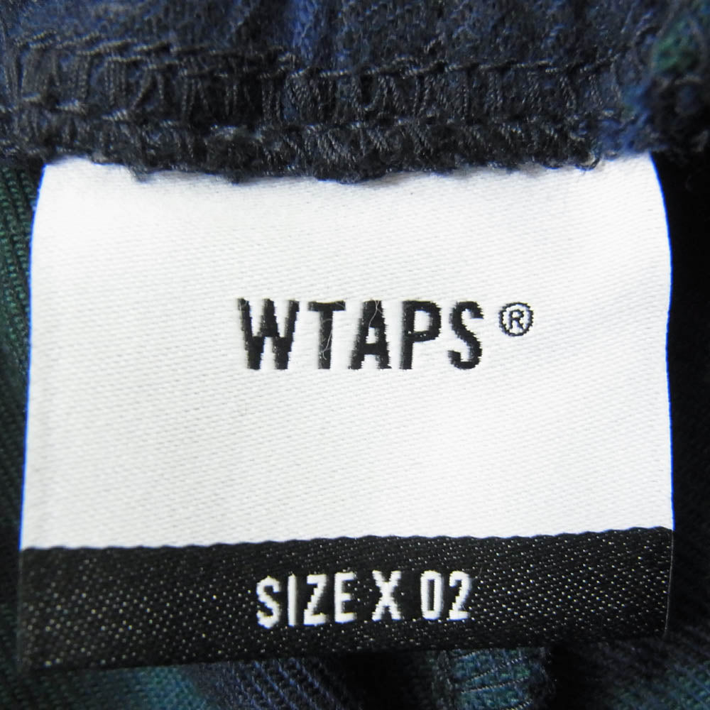 WTAPS ダブルタップス 22AW 222TQDT-PTM02 Seagull 03 Trousers Cotton. Flannel. Textile. Crst Green シーガル 03 トラウザー コットン フランネル テキスタイル クレスト チェック パンツ ネイビー系 X02【中古】