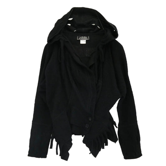 エイココンドウ ウール フード付 ジャケット カーディガン ブラック系 42【中古】