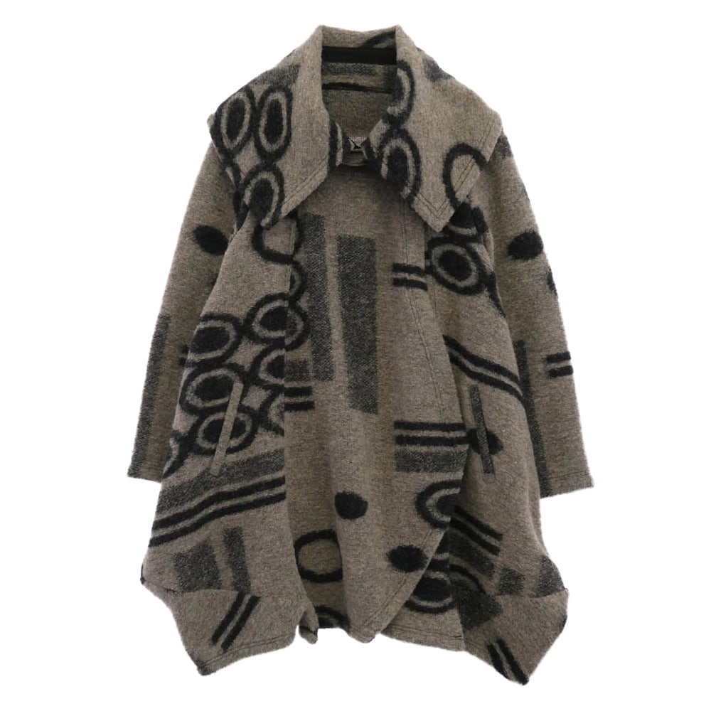 エイココンドウ ビッグカラー ロング ウール コート グレー系 42【中古】