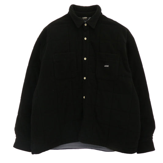 ルックスタジオ 24AW LQA24SH04 QUILTED BUTTON DOWN キルテッド ボタン ダウン フリース シャツ ジャケット ブラック系 XL【中古】