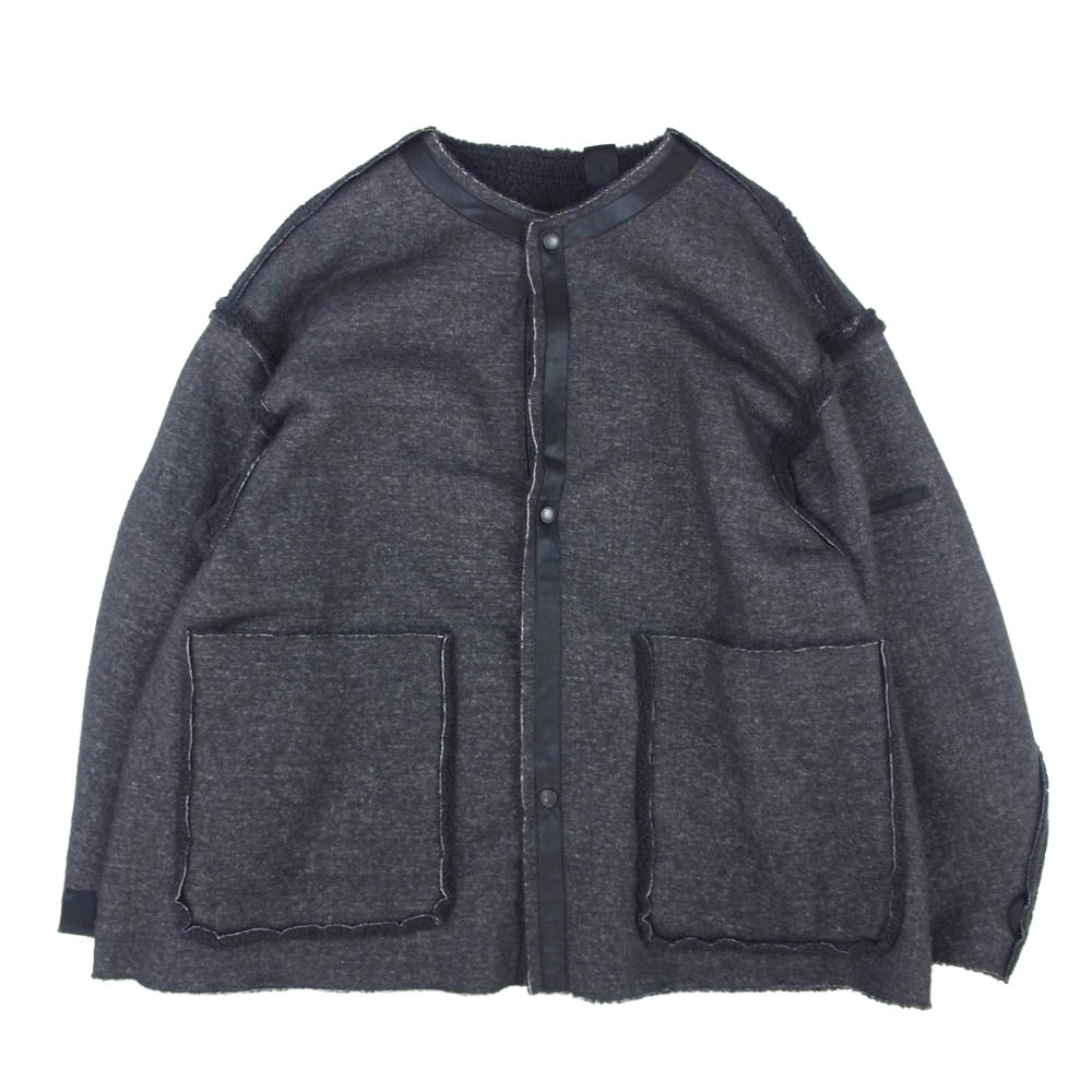N.HOOLYWOOD エヌハリウッド 2212-C005-006 ノーカラー リバーシブルコート フリースジャケット ブラック系 40【中古】