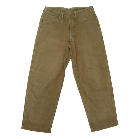 WAREHOUSE ウエアハウス ヘリンボーン ファティーグ パンツ ベージュ系 33【中古】