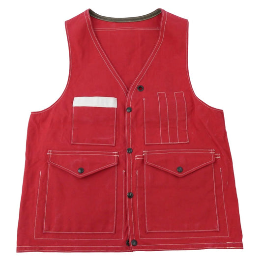 HELLER'S CAF ヘラーズカフェ LARRY'S COLLECTION バッグポケット ハンティングベスト レッド系 40【中古】