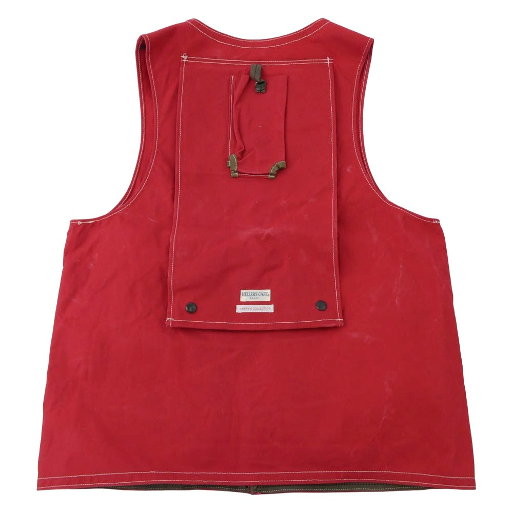 HELLER'S CAF ヘラーズカフェ LARRY'S COLLECTION バッグポケット ハンティングベスト レッド系 40【中古】