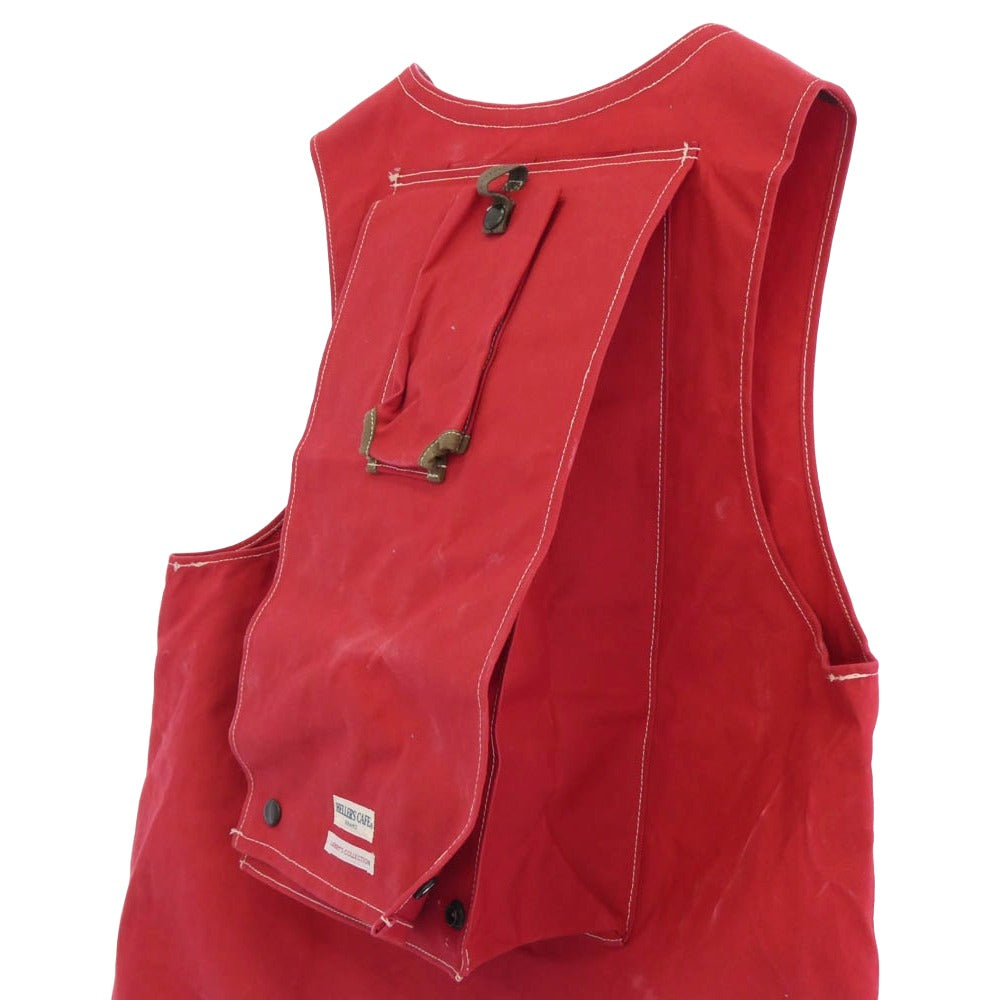 HELLER'S CAF ヘラーズカフェ LARRY'S COLLECTION バッグポケット ハンティングベスト レッド系 40【中古】