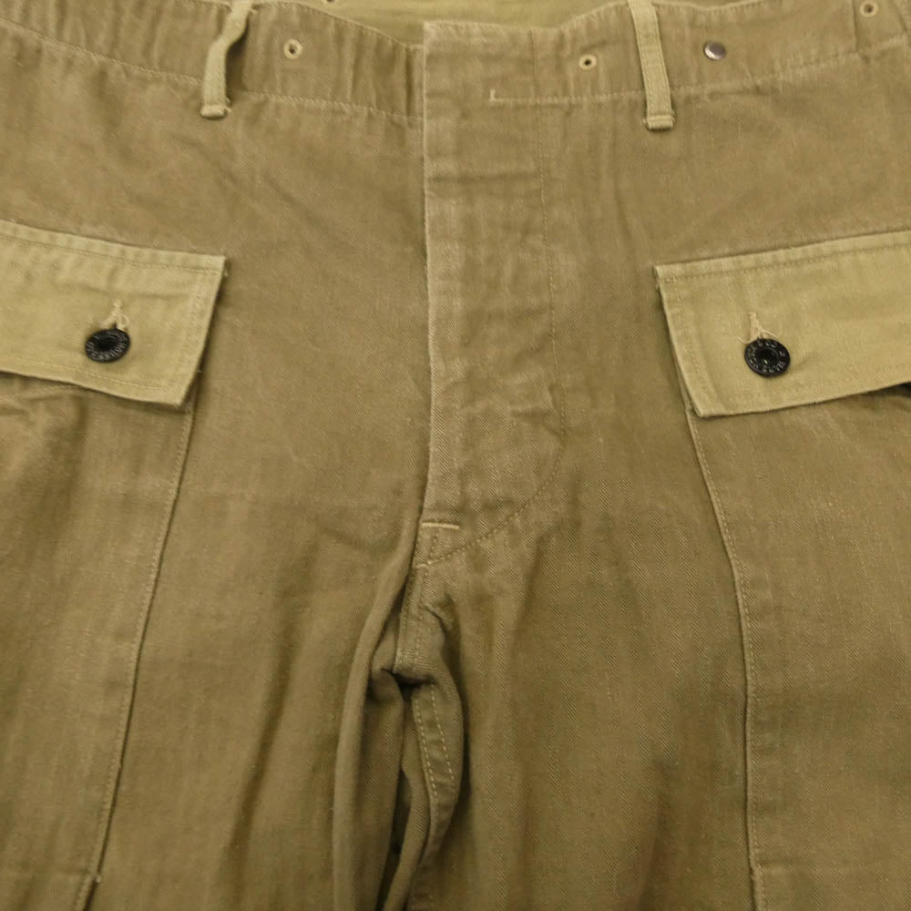 WAREHOUSE ウエアハウス Lot1907 MONKEY PANT ヘリンボーン モンキー パンツ ベージュ系 33【中古】
