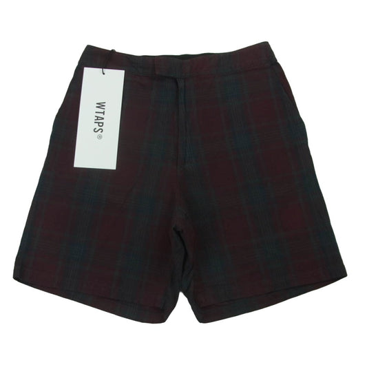WTAPS ダブルタップス 20SS 201TQDT-PTM05 DUTY SHORTS チェック ショーツ ショート パンツ ネイビー系 ボルドー系 01【中古】