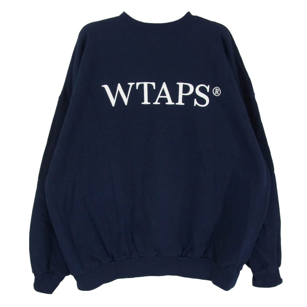 WTAPS ダブルタップス 22AW 222ATDT-CPM02S LOCKS SWEATER ロックス クルーネック ロゴ プリント スウェット シャツ ネイビー系 X04【中古】
