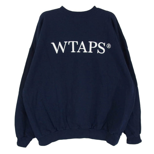 WTAPS ダブルタップス 22AW 222ATDT-CPM02S LOCKS SWEATER ロックス クルーネック ロゴ プリント スウェット シャツ ネイビー系 X04【中古】