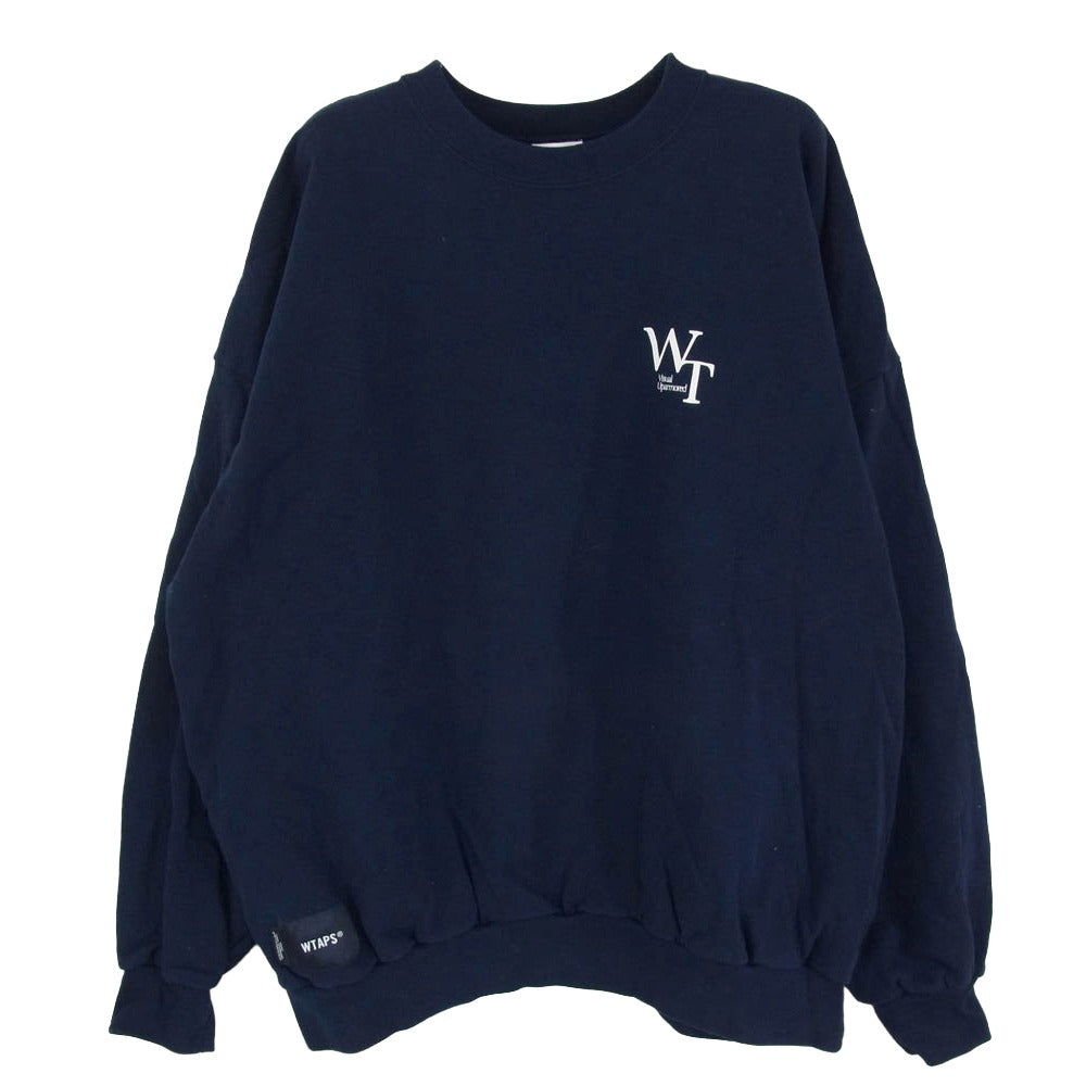 WTAPS ダブルタップス 22AW 222ATDT-CPM02S LOCKS SWEATER ロックス クルーネック ロゴ プリント スウェット シャツ ネイビー系 X04【中古】