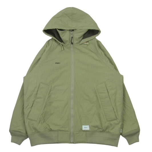 WTAPS ダブルタップス 19AW 192BRDT-JKM02 INCOM JACKET インコム ジャケット WTVUA ロゴワッペン フーデット ナイロン フリース カーキ系 03【中古】