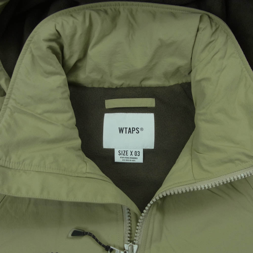 WTAPS ダブルタップス 19AW 192BRDT-JKM02 INCOM JACKET インコム ジャケット WTVUA ロゴワッペン フーデット ナイロン フリース カーキ系 03【中古】