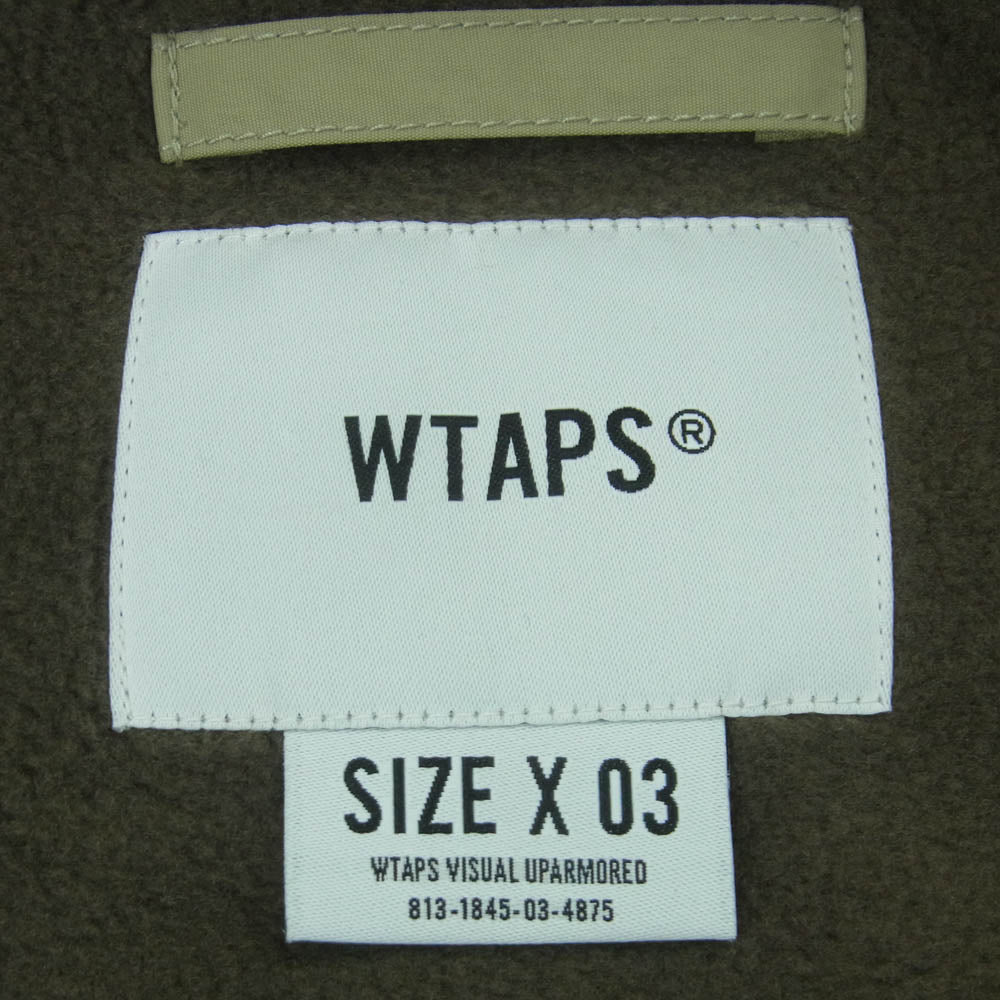 WTAPS ダブルタップス 19AW 192BRDT-JKM02 INCOM JACKET インコム ジャケット WTVUA ロゴワッペン フーデット ナイロン フリース カーキ系 03【中古】
