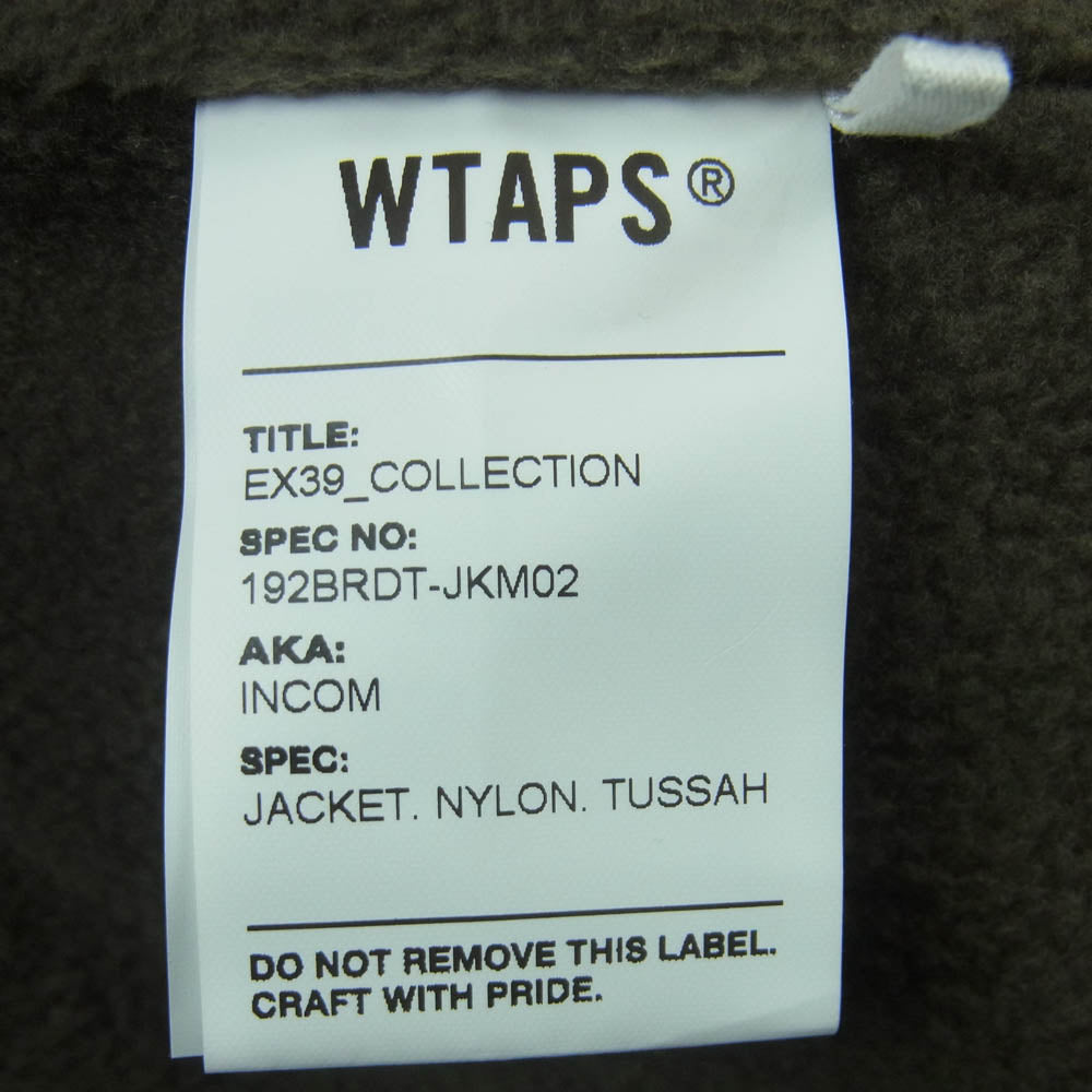 WTAPS ダブルタップス 19AW 192BRDT-JKM02 INCOM JACKET インコム ジャケット WTVUA ロゴワッペン フーデット ナイロン フリース カーキ系 03【中古】