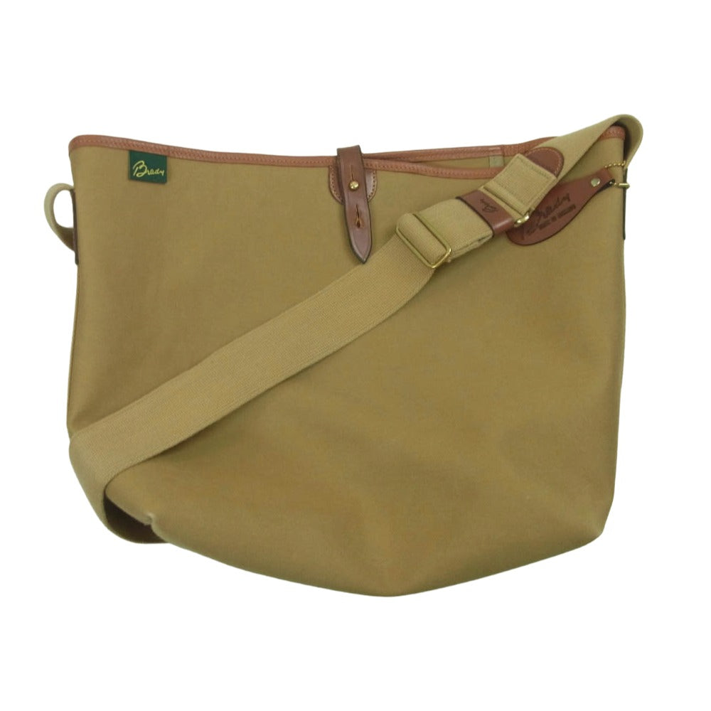 ブレディ KINROSS MEDIUM ショルダー バッグ コットン 牛革 イギリス製 カーキ系 ブラウン系【中古】