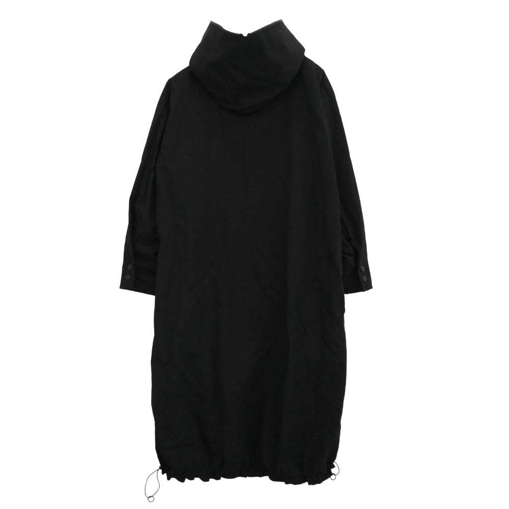 Yohji Yamamoto ヨウジヤマモト FT-C90-300 L/C/N WATER REPELLENT WEATHER R-LONG HOODY ウォーター リペレント ウェザー R-ロングフーディー コート ブラック系 4【中古】